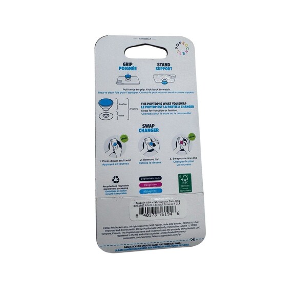 BRAND NEW POP SOCKET SCHOOL TIME POP GRIP SUPPORT STAND BLUE FISH CLEAR - Picture 3 of 3